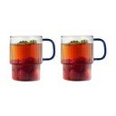 Căni albastre 2 buc. pentru cappuccino din sticlă 350 ml Livio – Vialli Design