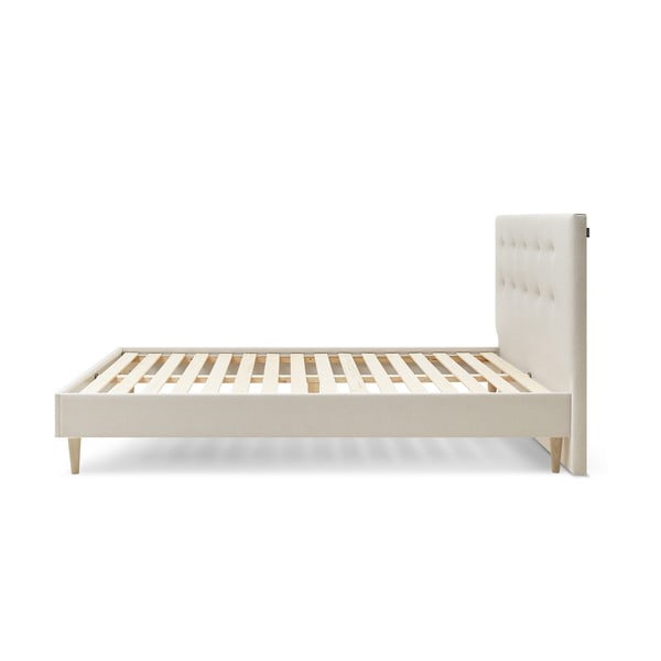 Pat matrimonial 180x200 cm bej tapițat cu somieră Rory – Bobochic Paris-image-3