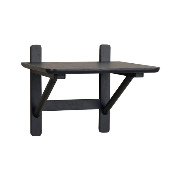 Noptieră neagră cu rafturi cu aspect de lemn de stejar Camrose - Rowico-image-2