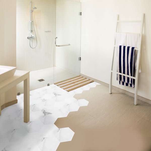 Set 10 autocolante impermeabile și anti-alunecare pentru podea Ambiance Hexagon-image-2