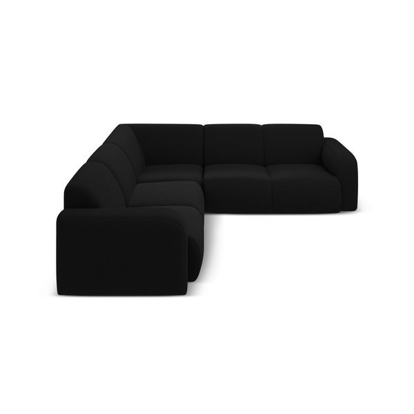 Colțar negru cu tapițerie din țesătură bouclé (cu colț variabil/în formă de ”L”) Molino – Micadoni Home