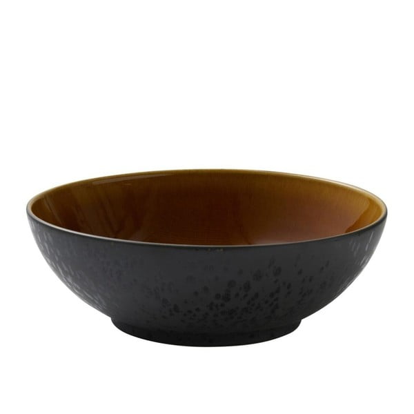 Bol din ceramică și glazură interioară ocru Bitz Mensa, diametru 30 cm, negru