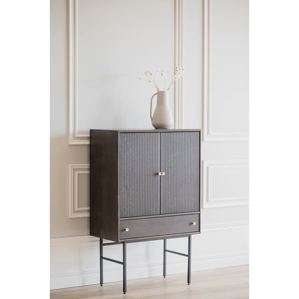 Comodă din furnir de stejar Rowico Clearbrook, lățime 79 cm, maro-image-3