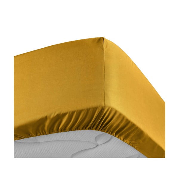 Cearceaf galben din bumbac percal cu elastic 180x200 cm Percaline – douceur d'intérieur-image-3