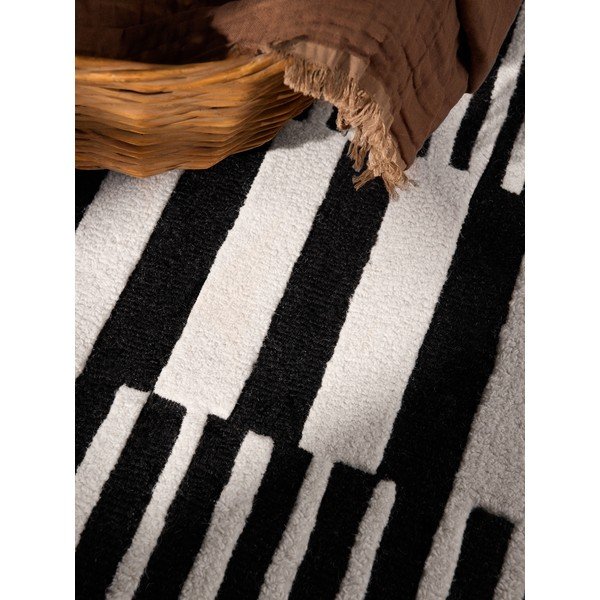 Covor alb-negru țesut manual din lână 120x180 cm Stryve Pulse – Elle Decoration-image-3