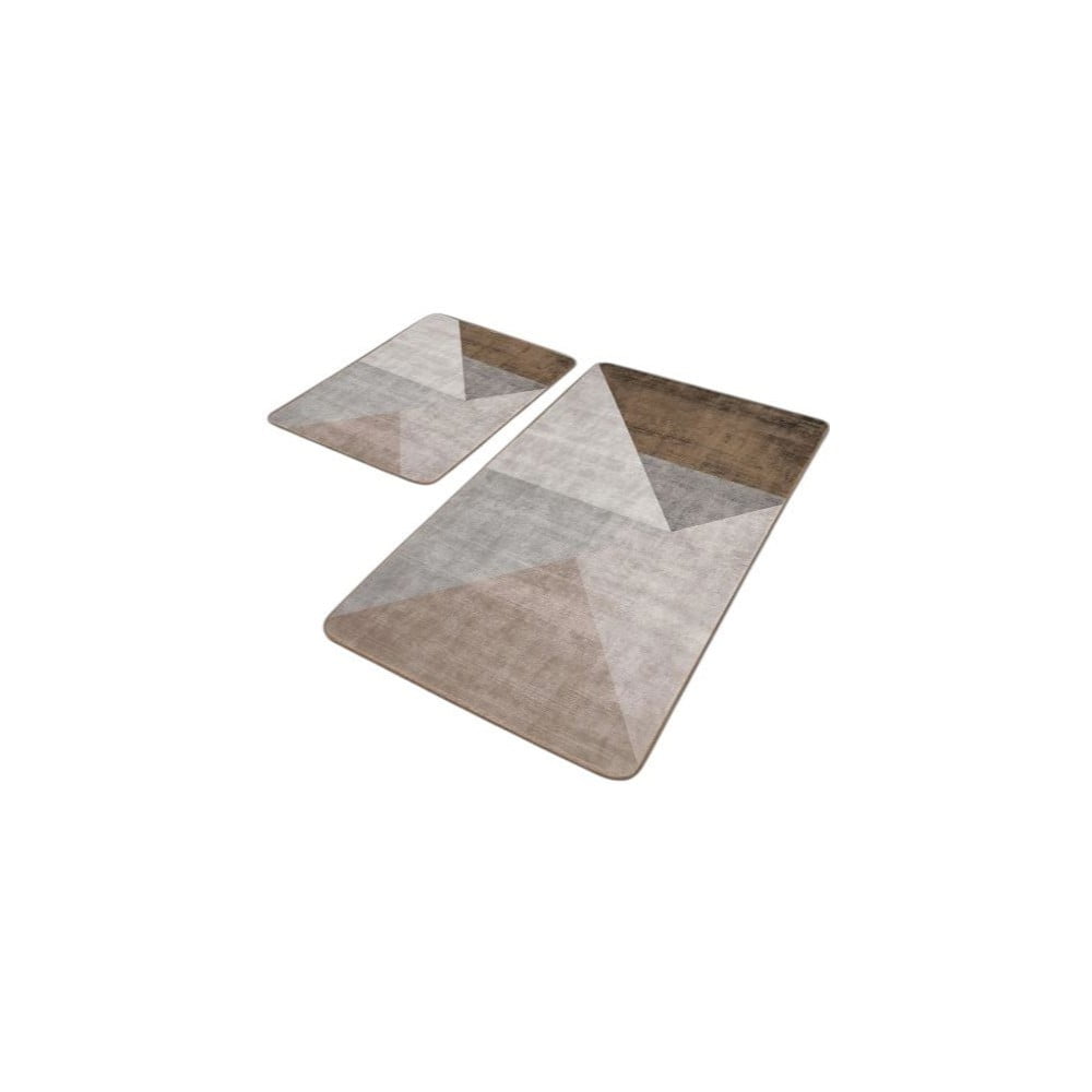 Covorașe de baie gri-maro 2 buc. din catifea 60x100 cm – Mila Home