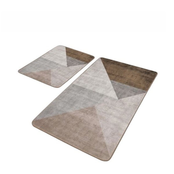 Covorașe de baie gri-maro 2 buc. din catifea 60x100 cm – Mila Home