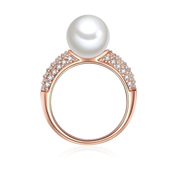 Inel auriu-roz cu perlă albă Perldesse Muschel, mărimea 56