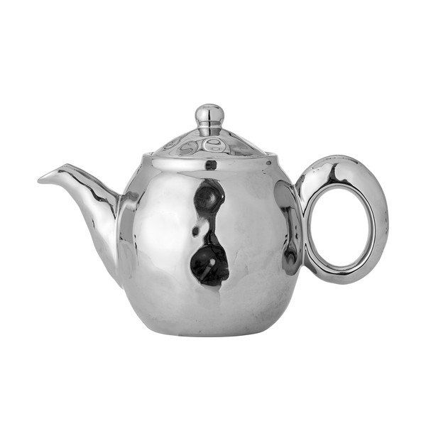 Ceainic argintiu lucios cu filtru din gresie ceramică Shine – Bloomingville