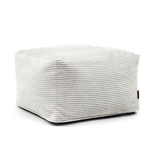 Fotoliu bean bag crem cu tapițerie din catifea reiată Softbox MooG – SLOWDOWN