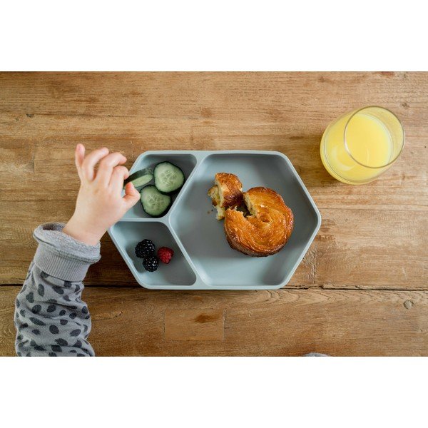 Farfurie pentru copii albastră din silicon 16x25 cm – Kindsgut-image-1