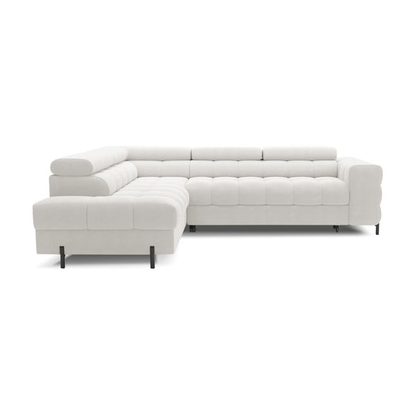 Colțar crem extensibil/cu spațiu de depozitare cu tapițerie din țesătură bouclé (cu colț pe partea stângă/în formă de ”L”) Ferucce – ELTAP-image-2