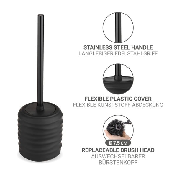 Perie de WC neagră din ceramică Illana – Wenko-image-2