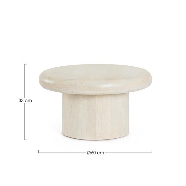Măsuță de cafea crem rotundă din lemn de mango ø 60 cm Lopez – Bizzotto-image-3