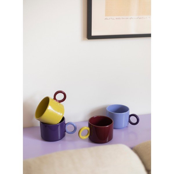 Cană burgundy din gresie ceramică 280 ml Lou – ONA-image-2