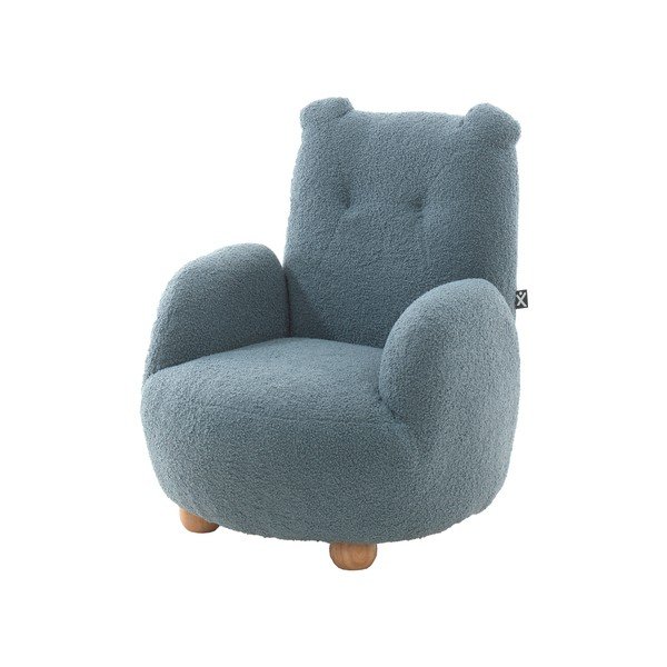 Fotoliu de copii albastru cu tapițerie din țesătură bouclé Rocky – Vipack