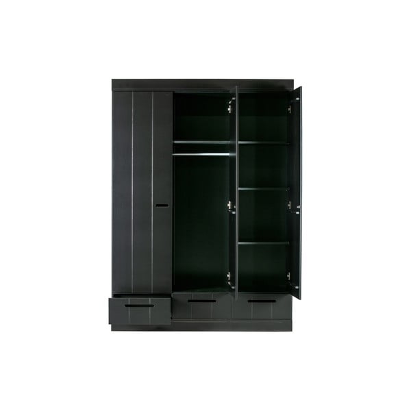 Dulap din lemn de pin WOOOD Connect, lățime 140 cm, negru-image-3