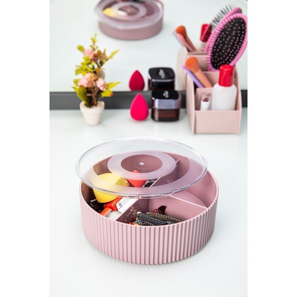 Organizator de baie roz pentru cosmetice din plastic – Mioli Decor-image-1