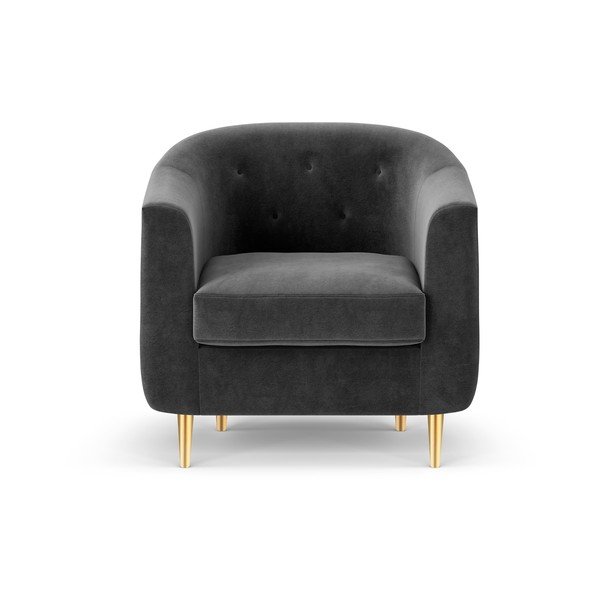 Fotoliu cu tapițerie din catifea Kooko Home Corde, gri închis-image-2