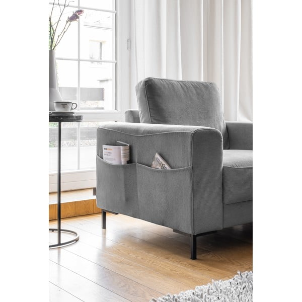 Fotoliu gri cu tapițerie din catifea reiată Lofty Lilly – Miuform-image-3