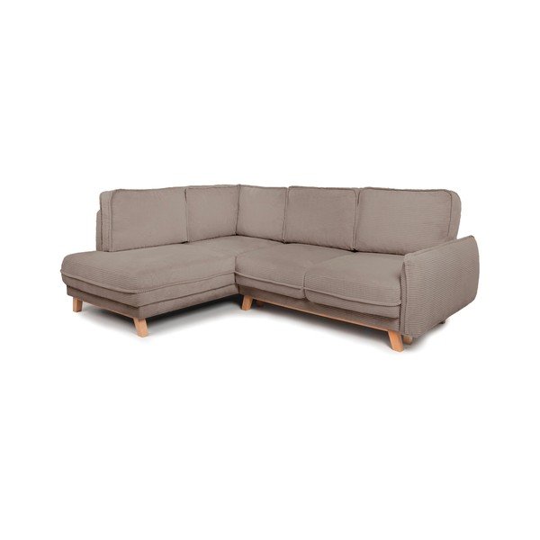 Colțar taupe extensibil/cu spațiu de depozitare cu tapițerie din catifea reiată  (cu colț pe partea stângă/în formă de ”L”) Tori – Bonami Selection-image-1