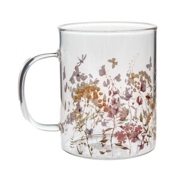 Cană din sticlă 410 ml Flowers – Dakls