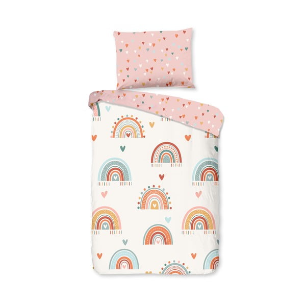 Lenjerie de pat pentru copii roz-bej din bumbac pentru pătuț 100x135 cm Louie – Good Morning