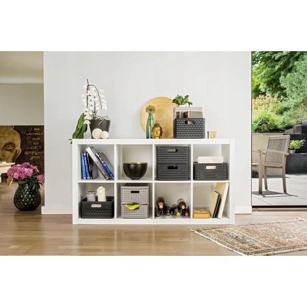 Coș de depozitare din plastic reciclat alb Country - Rotho-image-1