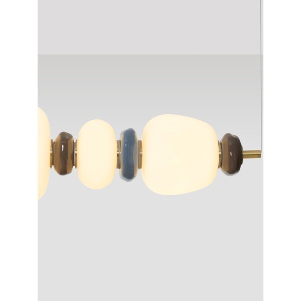 Lustră albă/aurie LED cu intensitate reglabilă din metal cu abajur din porțelan/cu abajur din sticlă Palo – Nova Luce-image-1