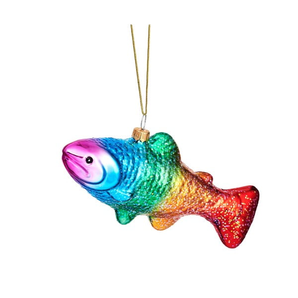 Ornament de Crăciun lucrat manual din sticlă 7 cm Rainbow Trout – Sass & Belle