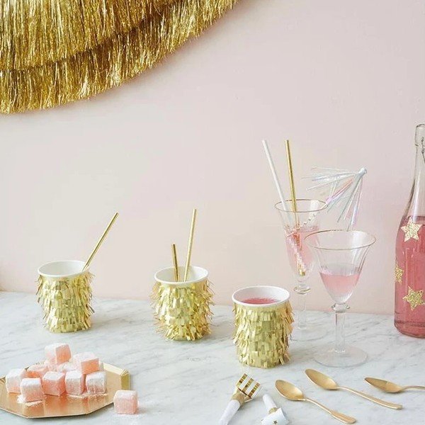 Pahare de unică folosință 8 buc. din hârtie Gold Fringe Party – Meri Meri-image-2