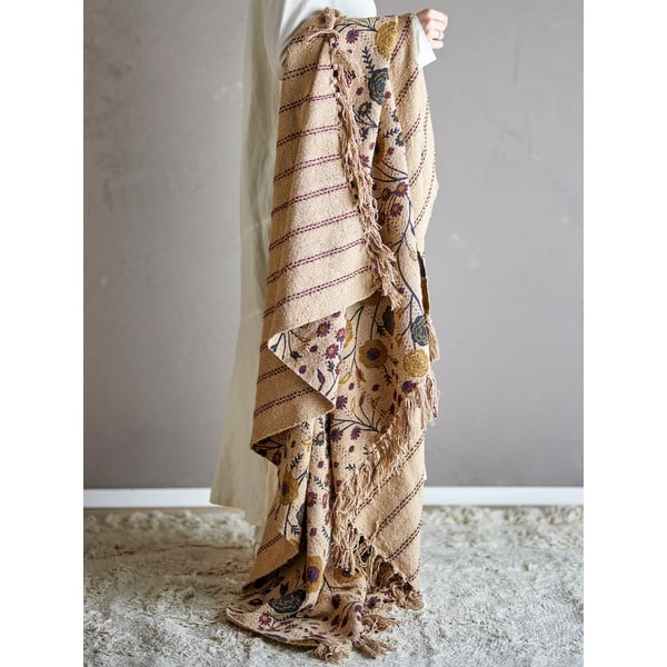 Pătură maro din bumbac reciclat 130x160 cm Eydis – Bloomingville-image-1