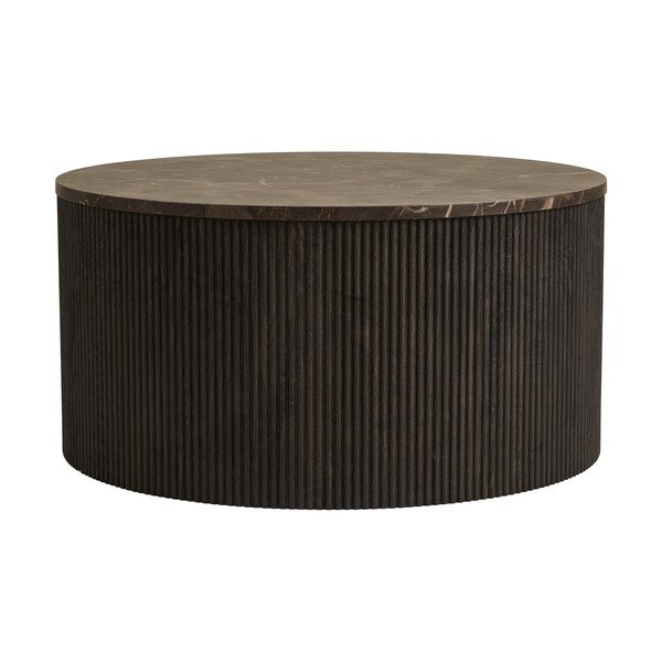 Măsuță de cafea maro închis rotundă cu blat cu aspect de marmură ø 80 cm Rota – House Nordic-image-4