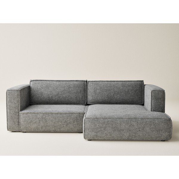 Colțar gri extensibil/cu spațiu de depozitare cu tapițerie din chenille (cu colț pe partea dreaptă/cu șezlong) Velto – Maison de Rêve-image-2