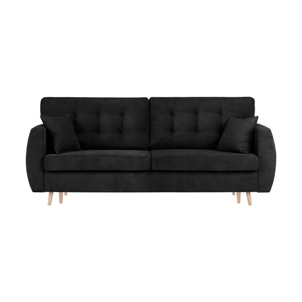 Canapea extensibilă cu 3 locuri și spațiu pentru depozitare Cosmopolitan design Amsterdam, 231 x 98 x 95 cm, negru