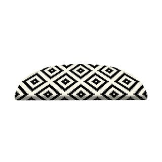 Set 16 covorașe pentru scări Vitaus Art, 20 x 65 cm, negru - alb