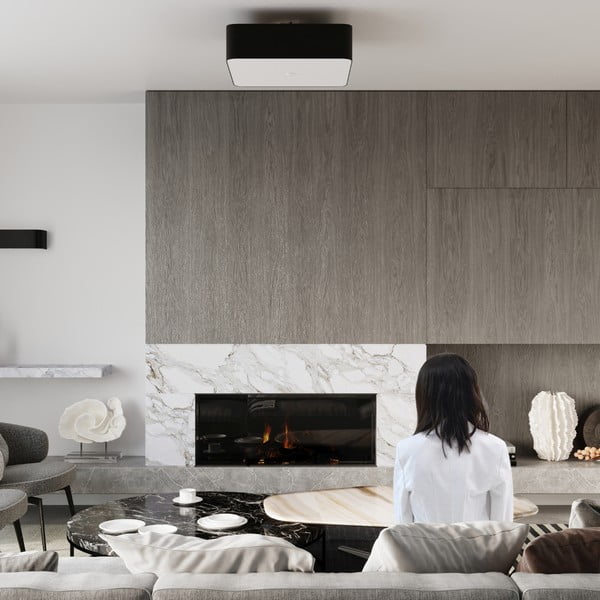 Plafonieră neagră cu abajur din sticlă/cu abajur textil 55x55 cm Kortez – Sollux-image-4