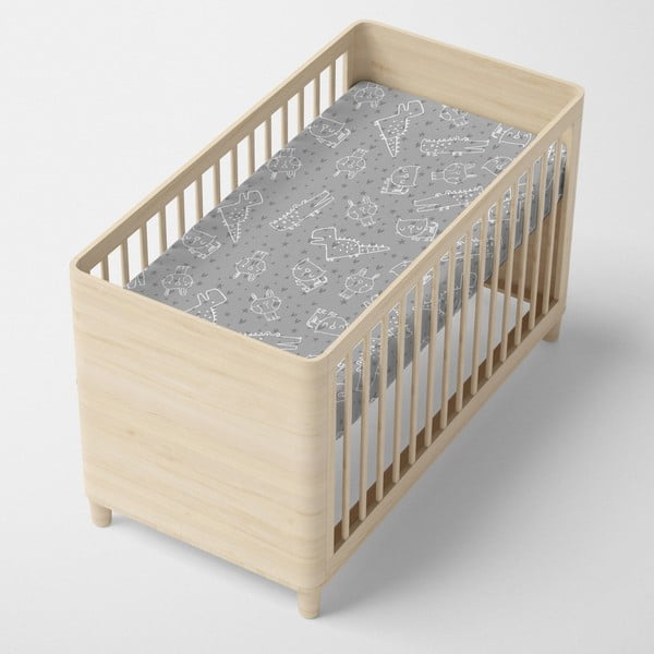 Cearșaf din bumbac pentru copii Moshi Moshi Best Buddies, 60 x 120 cm-image-1