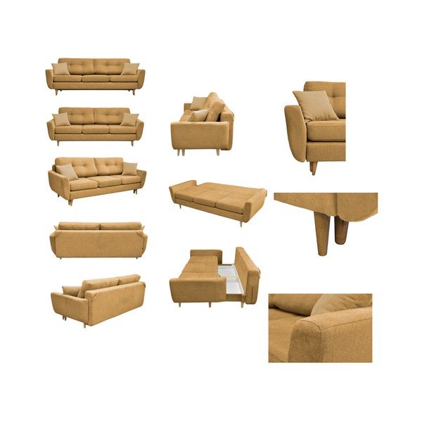 Canapea extensibilă Mazzini Sofas Rose, galben-image-2