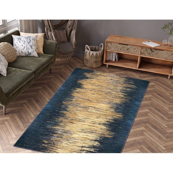 Covor galben/albastru închis lavabil 50x80 cm Goldie – Vitaus-image-1