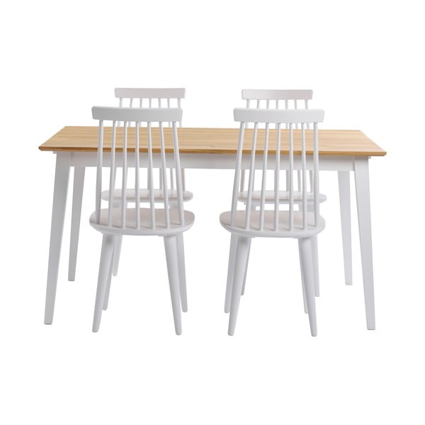 Masă de dining din lemn de stejar cu picioare albe Rowico Mimi, 140 x 90 cm-image-4