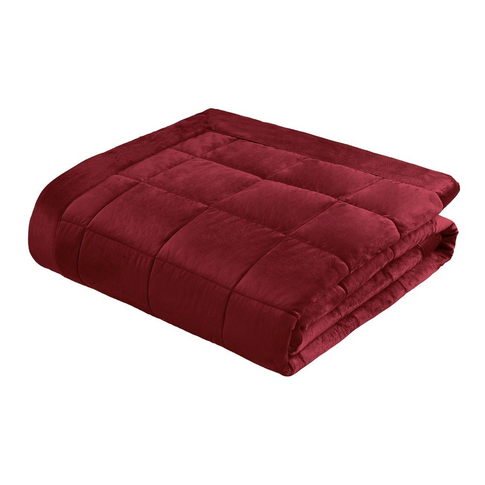 Cuvertura burgundy matlasata din catifea 220x220 cm Kingsley Matt Velvet – Catherine Lansfield