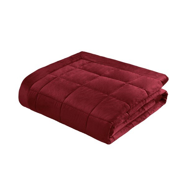 Cuvertură burgundy matlasată din catifea 220x220 cm Kingsley Matt Velvet – Catherine Lansfield