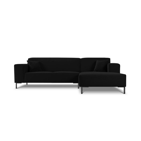 Colțar din catifea cu extensie pe partea dreaptă Cosmopolitan Design Siena, negru-image-3