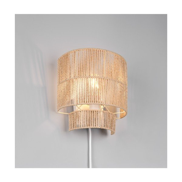 Aplică de perete în culoare naturală cu USB Satna – Reality-image-1