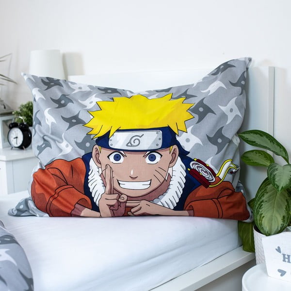 Lenjerie de pat pentru copii din bumbac pentru pat de o persoană 140x200 cm Naruto "Grey" – Jerry Fabrics-image-3