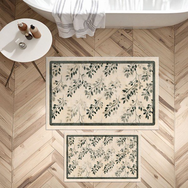 Covorașe de baie bej 2 buc. 60x100 cm – Foutastic-image-4