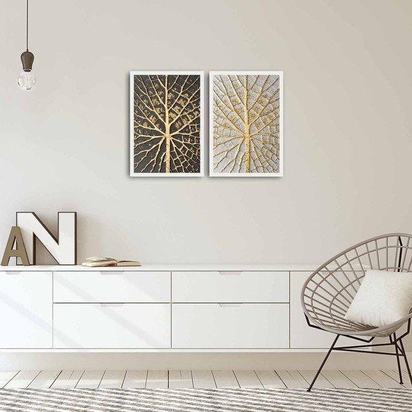 Tablou din 2 piese Home Leaves, 72 x 50 cm-image-1