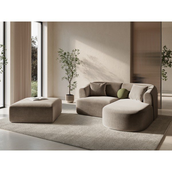 Taburet maro deschis cu tapițerie din catifea Campi – Cosmopolitan Design-image-1