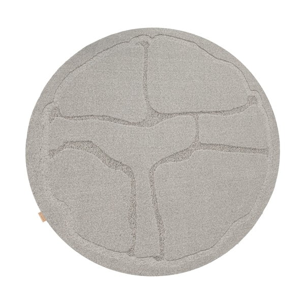 Covor gri rotund din lână ø 120 cm Morphic Organica – Agnella